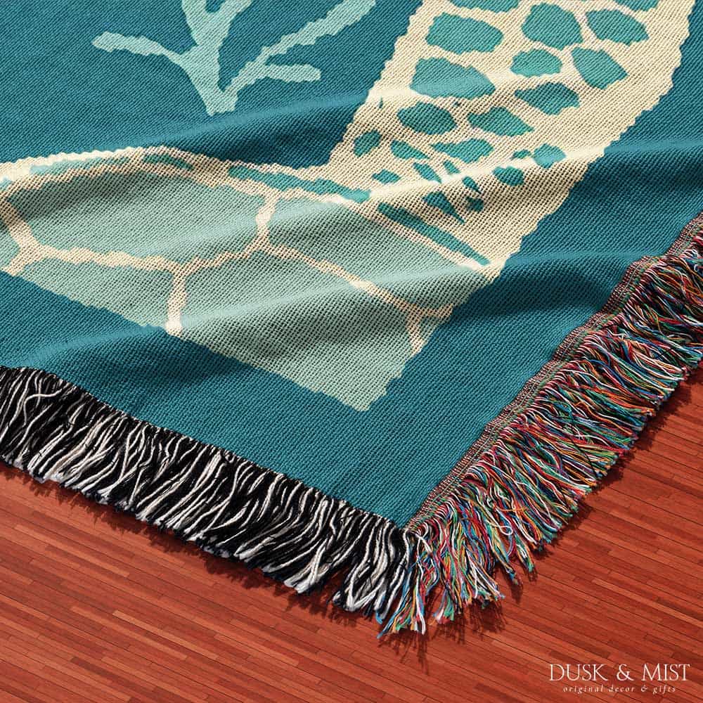 Coral Turtle Woven Blanket