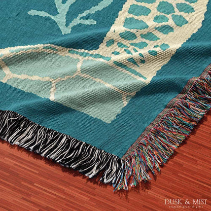 Coral Turtle Woven Blanket